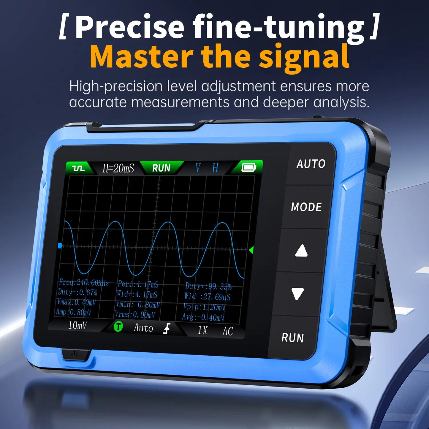 FNIRSI DSO-510 2-in-1 Handheld Oscilloscope and DDS Signal Generator, Portable Digital Automotive Oscilloscope with 2.8-Inch TFT Display, 10MHz Bandwidth, 48MS/s Sampling Rate, and Trigger Function