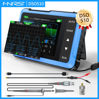 FNIRSI DSO-510 2-in-1 Handheld Oscilloscope and DDS Signal Generator, Portable Digital Automotive Oscilloscope with 2.8-Inch TFT Display, 10MHz Bandwidth, 48MS/s Sampling Rate, and Trigger Function