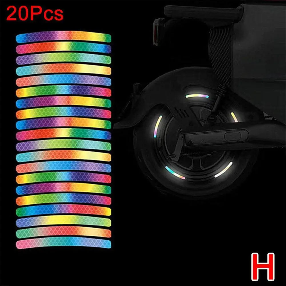 20-Piece Reflective Safety Stickers for Motorcycle Tire Rims - Enhanced Night Visibility Warning Decals for Wheels
