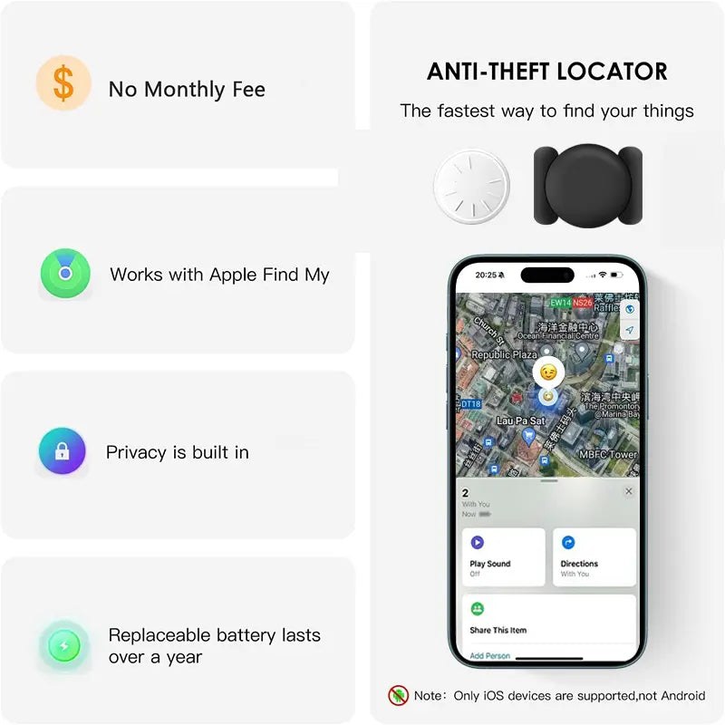 GPS Tracker for Car,Mini Trackers Device with Weatherproof Magnetic Case-No Monthly Fee-Best Hidden GPS Trackers,Anti-Lost Device,Works with Apple Find My Fathersdaygift