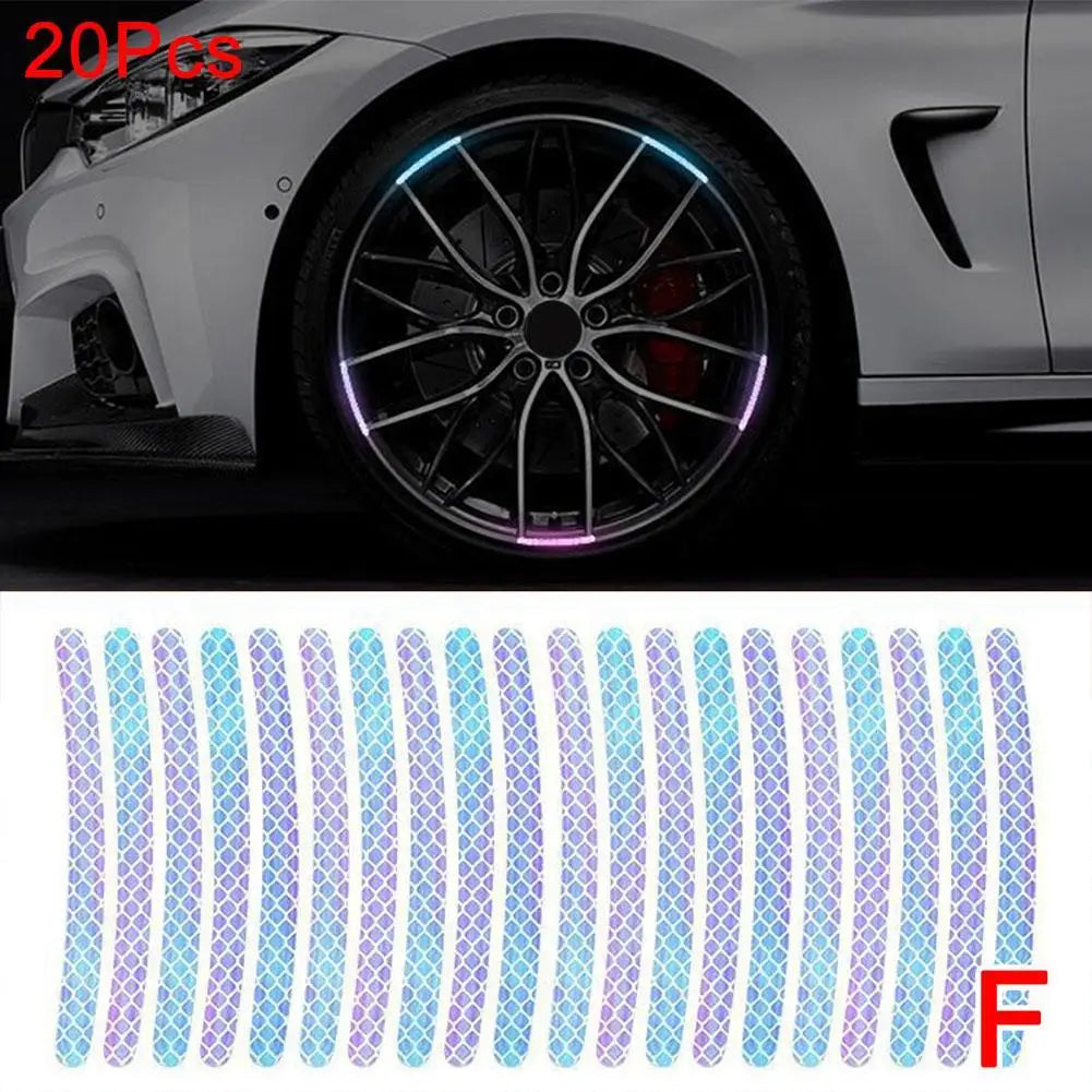 20-Piece Reflective Safety Stickers for Motorcycle Tire Rims - Enhanced Night Visibility Warning Decals for Wheels