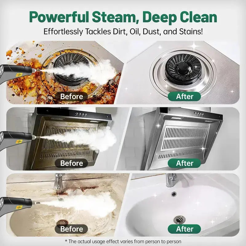 Portable Handheld Steam Cleaner with 10 Accessories, Adjustable Settings, and Quick Heat-Up for Versatile Cleaning in Kitchen, Bathroom, Tile, and Automotive Applications