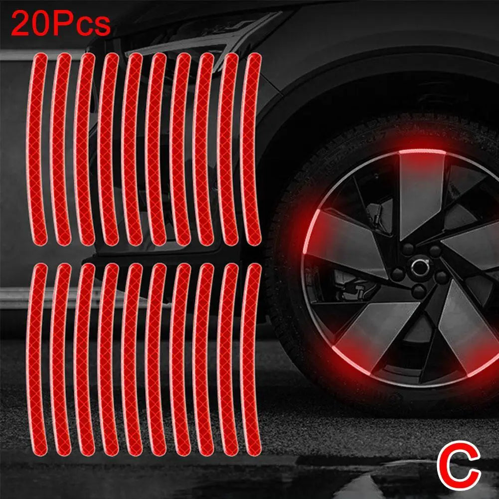 20-Piece Reflective Safety Stickers for Motorcycle Tire Rims - Enhanced Night Visibility Warning Decals for Wheels