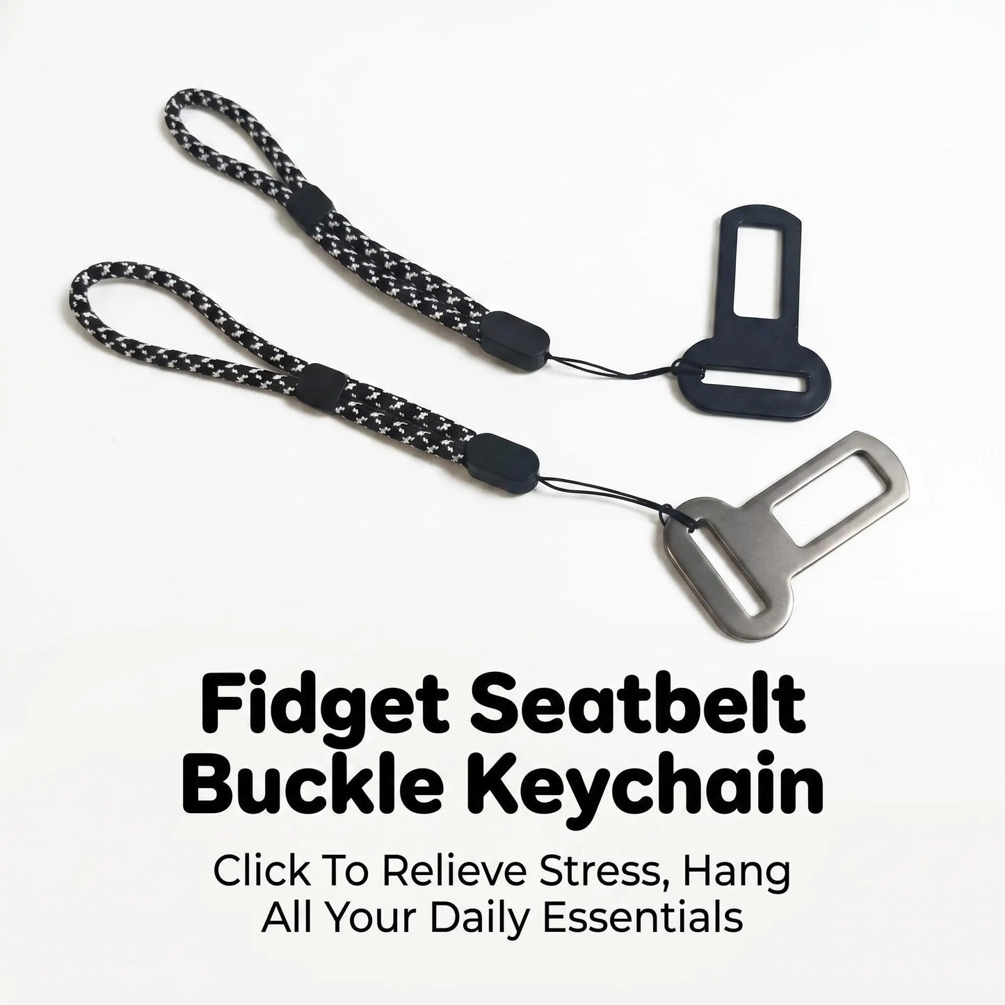Adjustable Seatbelt Buckle Keychain with 7-Inch Lanyard | Novelty Fidget Keyring Bag Charm | Durable PETG Plastic | Multi-Color Car Accessories Gift Set for Men, Women, and Dog Owners | 2-Pack | Perfect for Stocking Stuffers