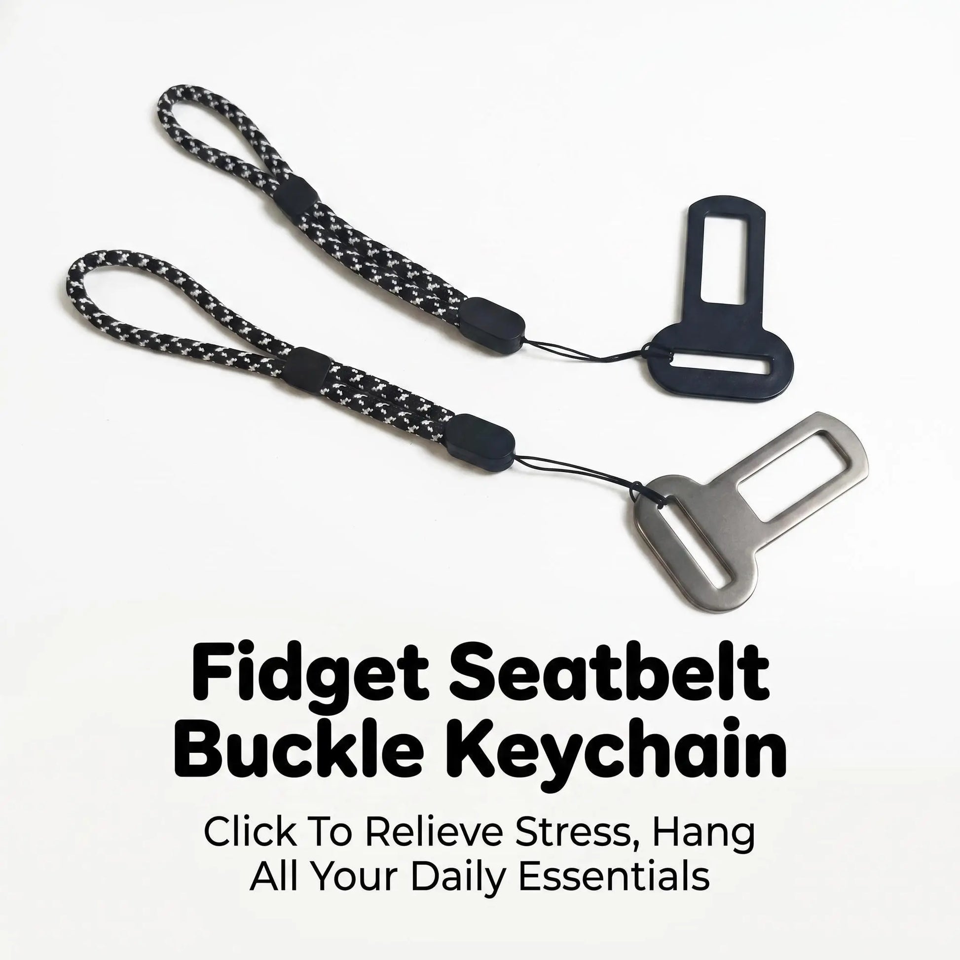 Adjustable Seatbelt Buckle Keychain with 7-Inch Lanyard | Novelty Fidget Keyring Bag Charm | Durable PETG Plastic | Multi-Color Car Accessories Gift Set for Men, Women, and Dog Owners | 2-Pack | Perfect for Stocking Stuffers