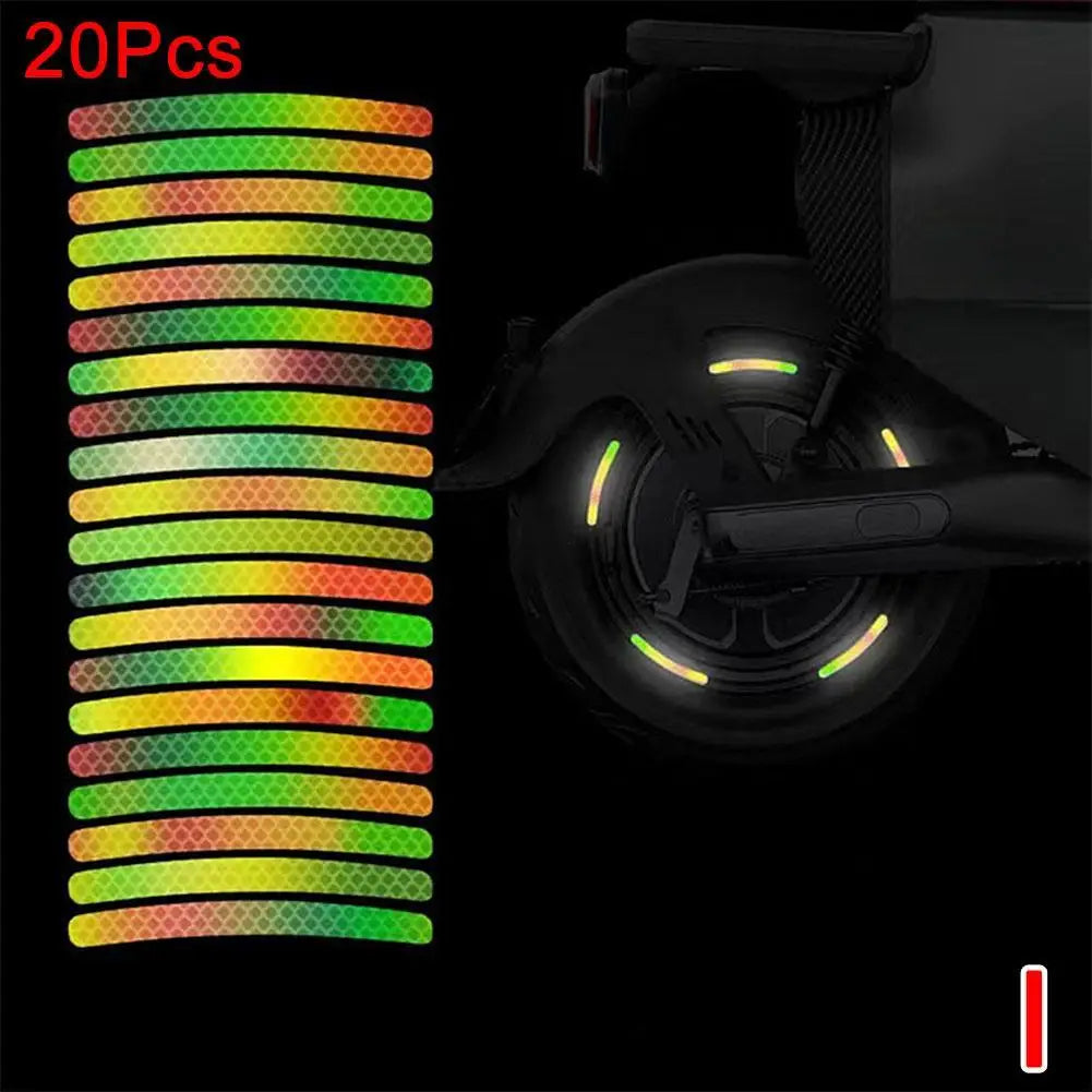 20-Piece Reflective Safety Stickers for Motorcycle Tire Rims - Enhanced Night Visibility Warning Decals for Wheels