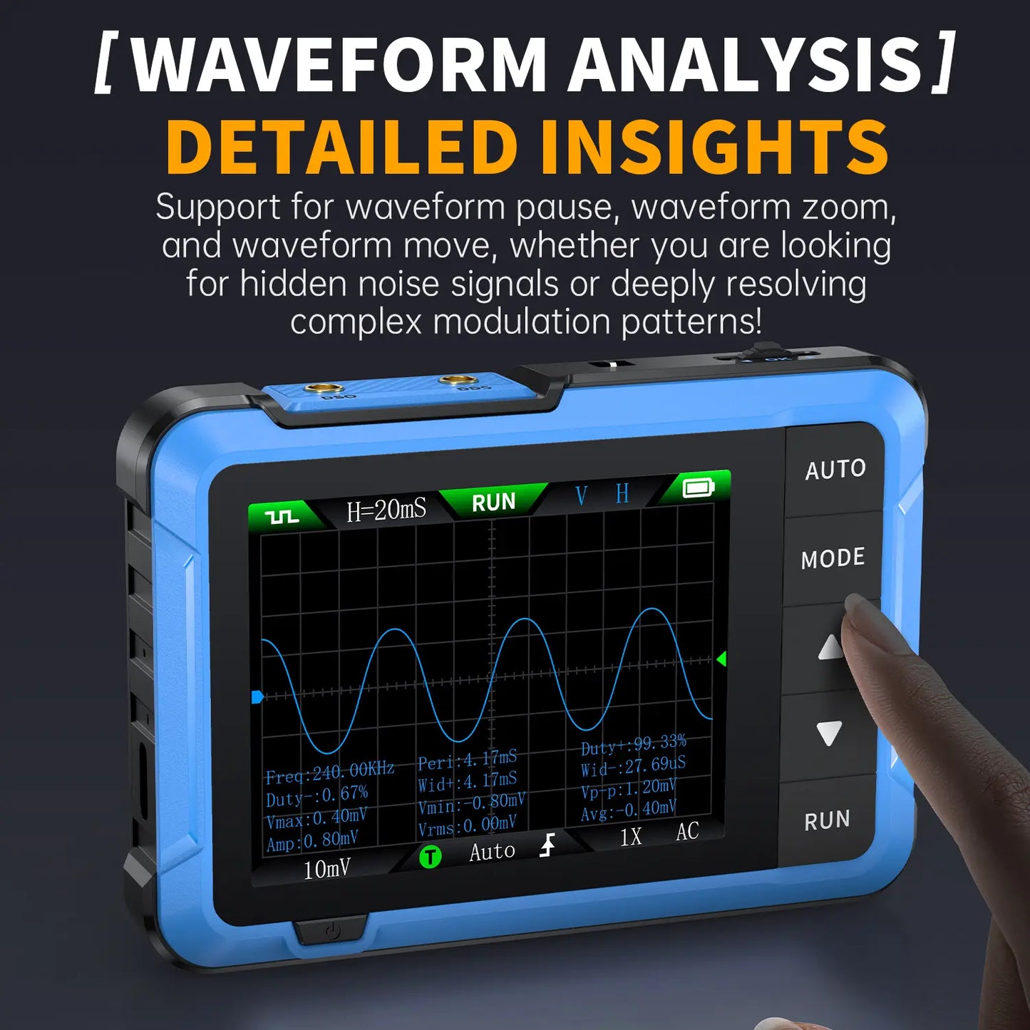 FNIRSI DSO-510 2-in-1 Handheld Oscilloscope and DDS Signal Generator, Portable Digital Automotive Oscilloscope with 2.8-Inch TFT Display, 10MHz Bandwidth, 48MS/s Sampling Rate, and Trigger Function
