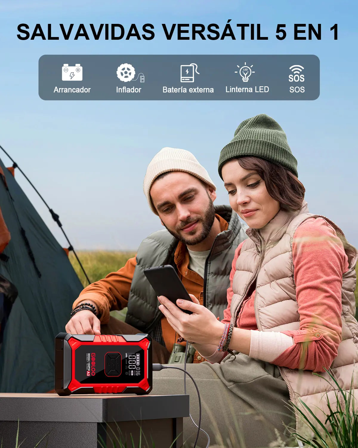 GOOLOO A3 3000A Battery Jump Starter and Air Compressor with Automatic Shut-off Tire Inflator, 150 PSI - Ultra-Safe 12V Lithium Jump Box, Perfect for Father's Day Gifts