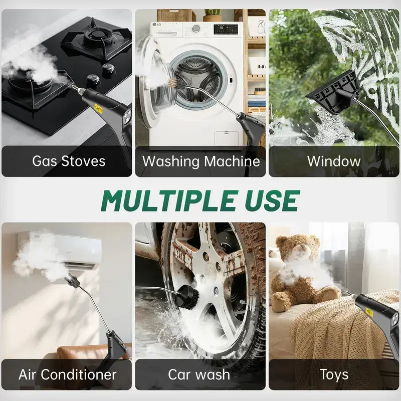 Portable Handheld Steam Cleaner with 10 Accessories, Adjustable Settings, and Quick Heat-Up for Versatile Cleaning in Kitchen, Bathroom, Tile, and Automotive Applications
