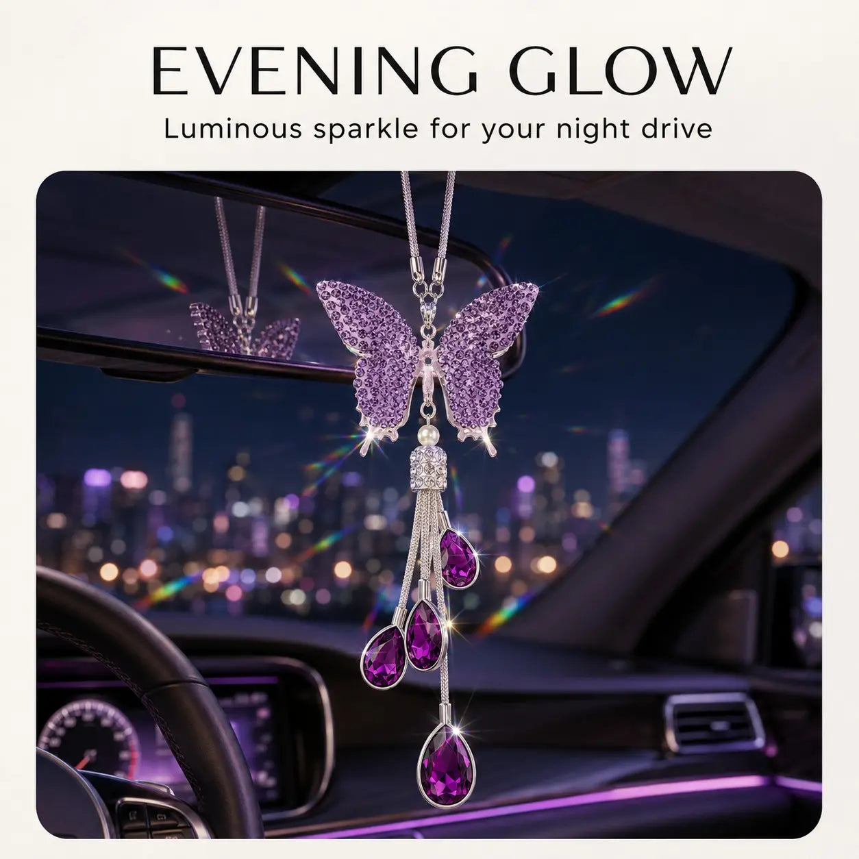 Diamond Butterfly Tassel Rearview Mirror Ornament - Rhinestone Car Accessory for Interior Enhancement, Perfect Gift Option