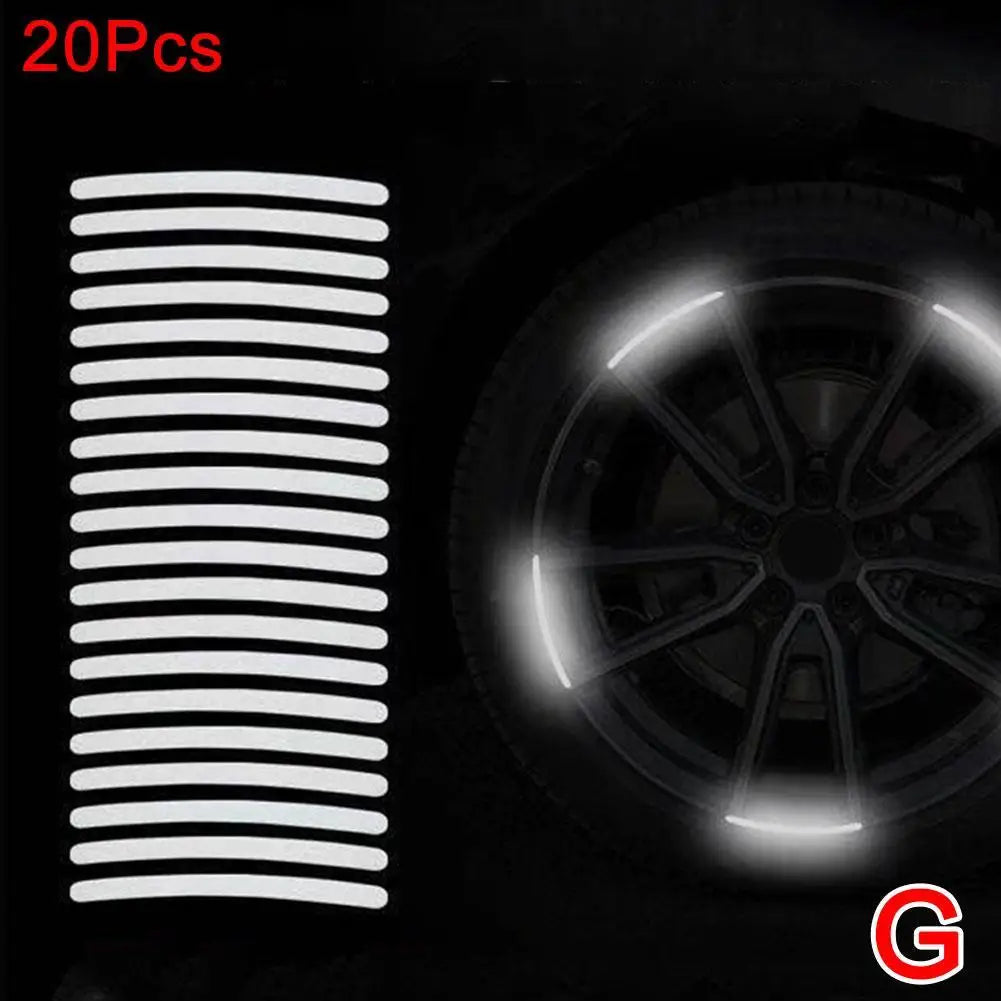 20-Piece Reflective Safety Stickers for Motorcycle Tire Rims - Enhanced Night Visibility Warning Decals for Wheels