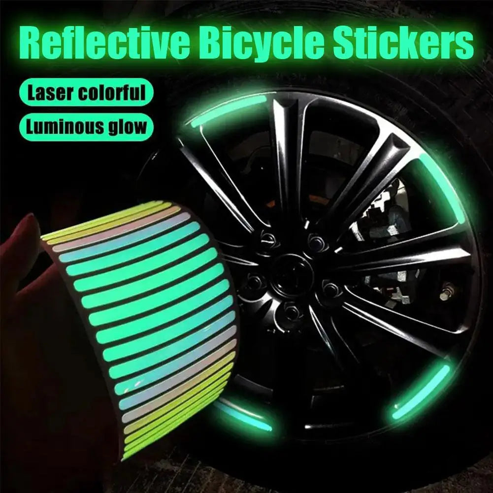 20-Piece Reflective Safety Stickers for Motorcycle Tire Rims - Enhanced Night Visibility Warning Decals for Wheels