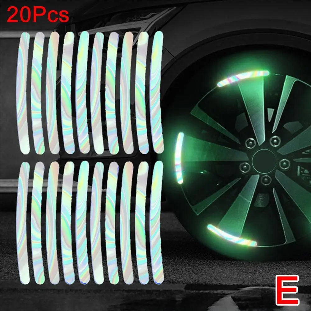20-Piece Reflective Safety Stickers for Motorcycle Tire Rims - Enhanced Night Visibility Warning Decals for Wheels