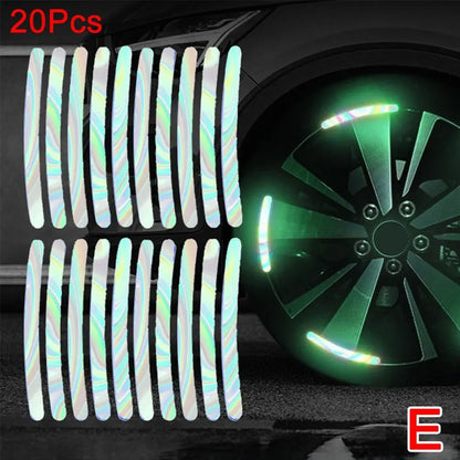 20-Piece Reflective Safety Stickers for Motorcycle Tire Rims - Enhanced Night Visibility Warning Decals for Wheels