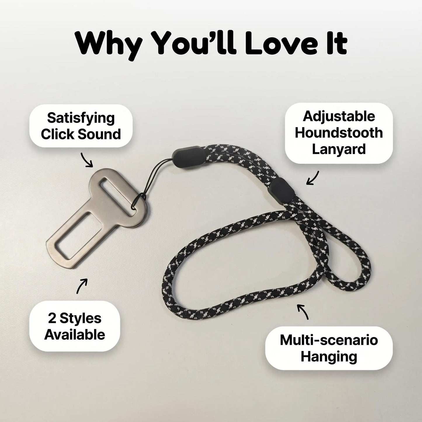 Adjustable Seatbelt Buckle Keychain with 7-Inch Lanyard | Novelty Fidget Keyring Bag Charm | Durable PETG Plastic | Multi-Color Car Accessories Gift Set for Men, Women, and Dog Owners | 2-Pack | Perfect for Stocking Stuffers