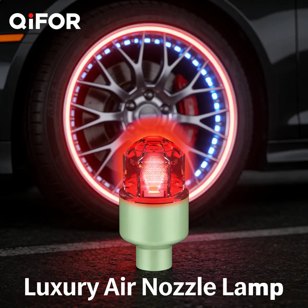 QIFOR LED Wheel Light Luminous Car Tire Valve Caps Vibration-Sensitive LED Tire Valve Cap-Bicycle Car Motorcycle Tire Led