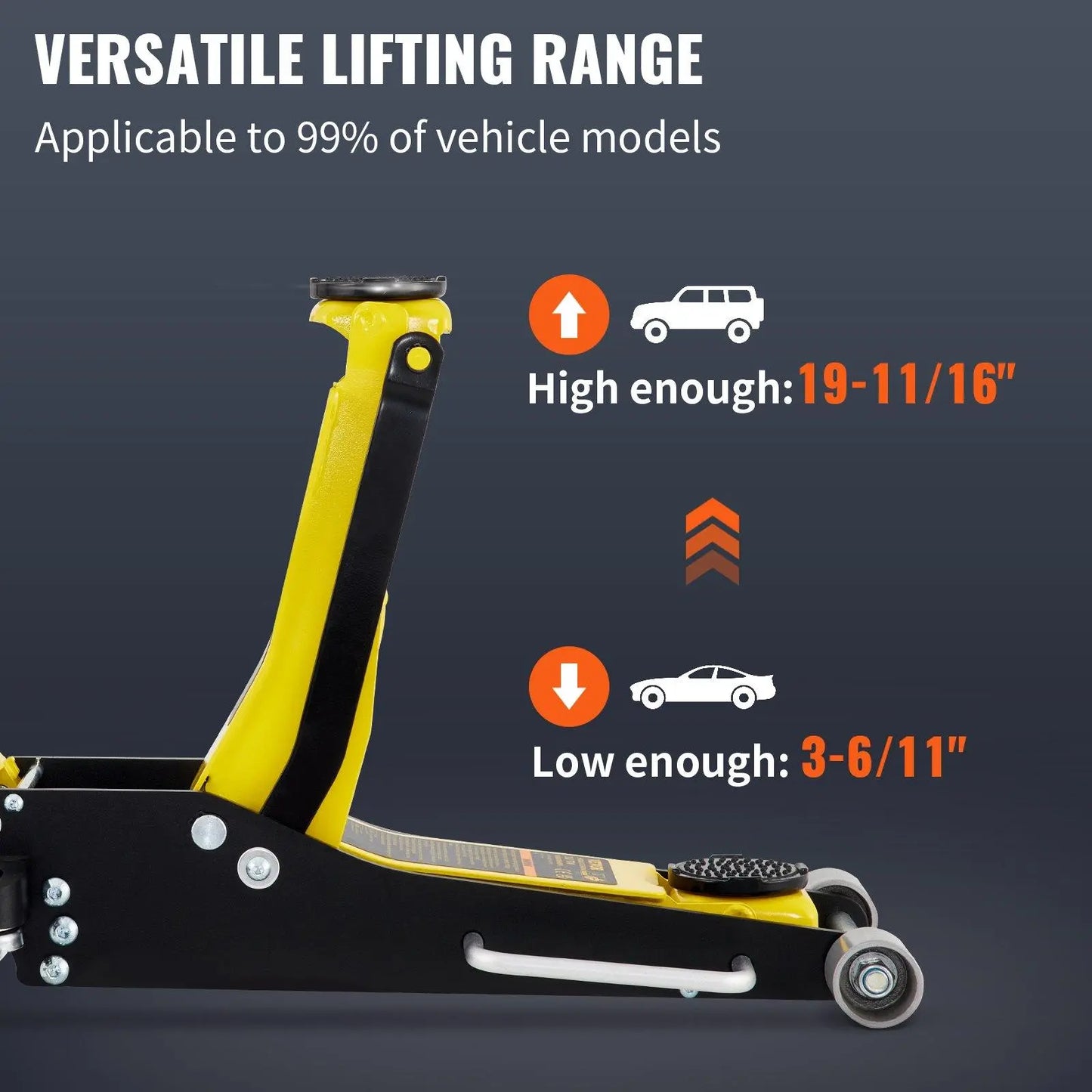 Vevor Low Profile Aluminum Steel Racing Floor Jack with Dual Pump Lift for Automotive Applications