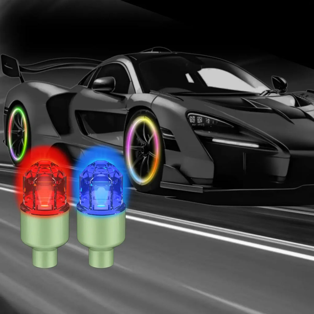 QIFOR LED Wheel Light Luminous Car Tire Valve Caps Vibration-Sensitive LED Tire Valve Cap-Bicycle Car Motorcycle Tire Led