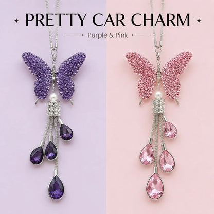 Diamond Butterfly Tassel Rearview Mirror Ornament - Rhinestone Car Accessory for Interior Enhancement, Perfect Gift Option