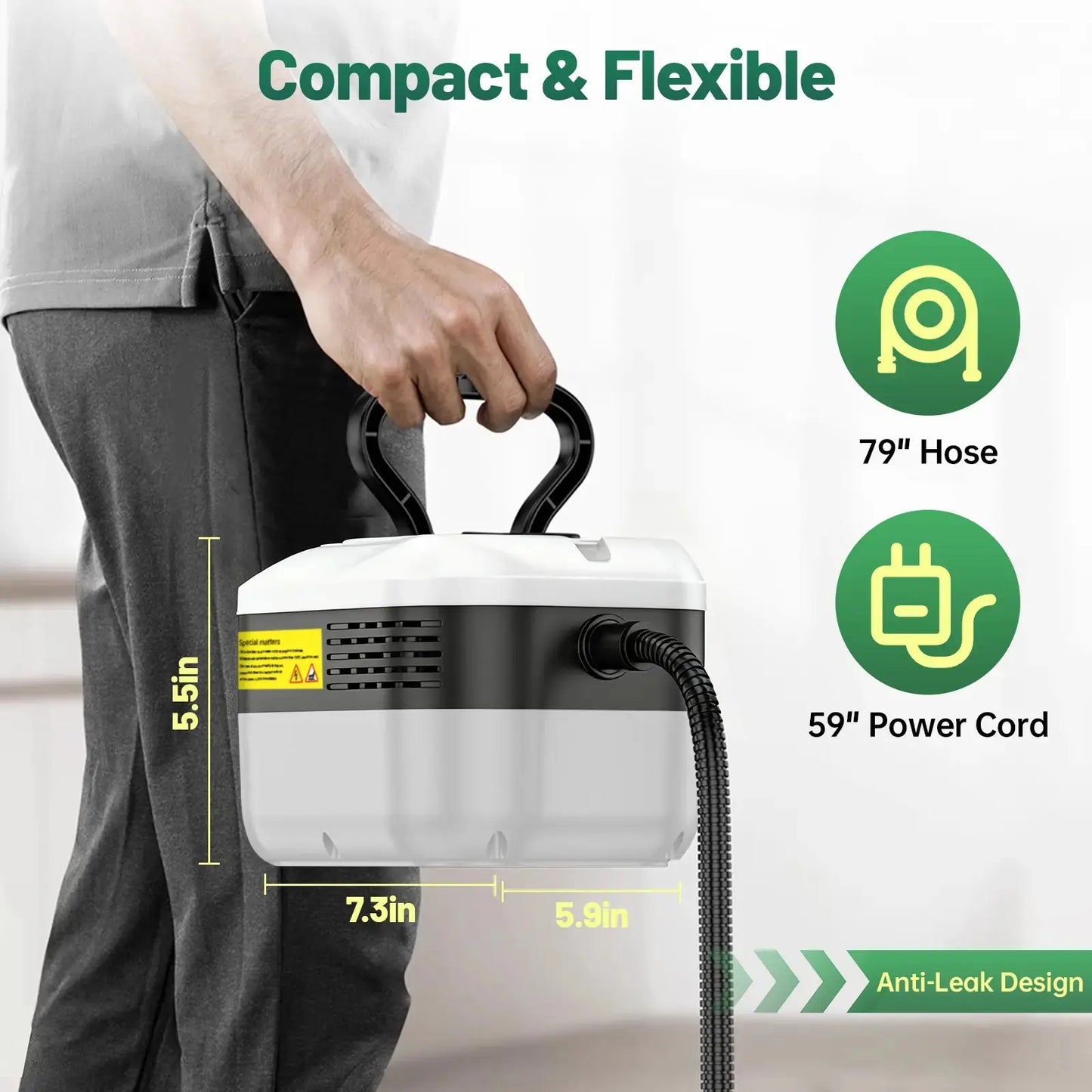 Portable Handheld Steam Cleaner with 10 Accessories, Adjustable Settings, and Quick Heat-Up for Versatile Cleaning in Kitchen, Bathroom, Tile, and Automotive Applications
