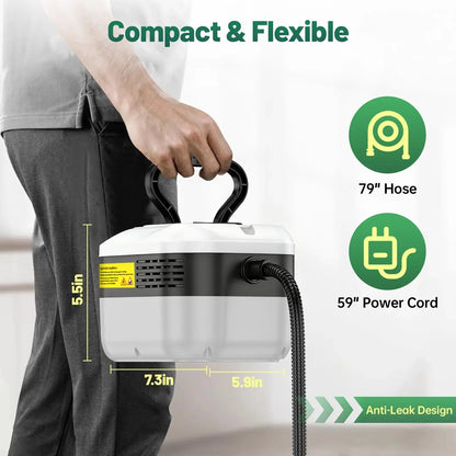 Portable Handheld Steam Cleaner with 10 Accessories, Adjustable Settings, and Quick Heat-Up for Versatile Cleaning in Kitchen, Bathroom, Tile, and Automotive Applications