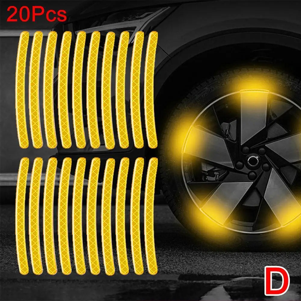 20-Piece Reflective Safety Stickers for Motorcycle Tire Rims - Enhanced Night Visibility Warning Decals for Wheels