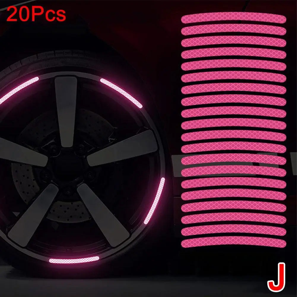 20-Piece Reflective Safety Stickers for Motorcycle Tire Rims - Enhanced Night Visibility Warning Decals for Wheels