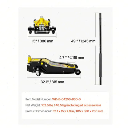 Vevor Low Profile Aluminum Steel Racing Floor Jack with Dual Pump Lift for Automotive Applications