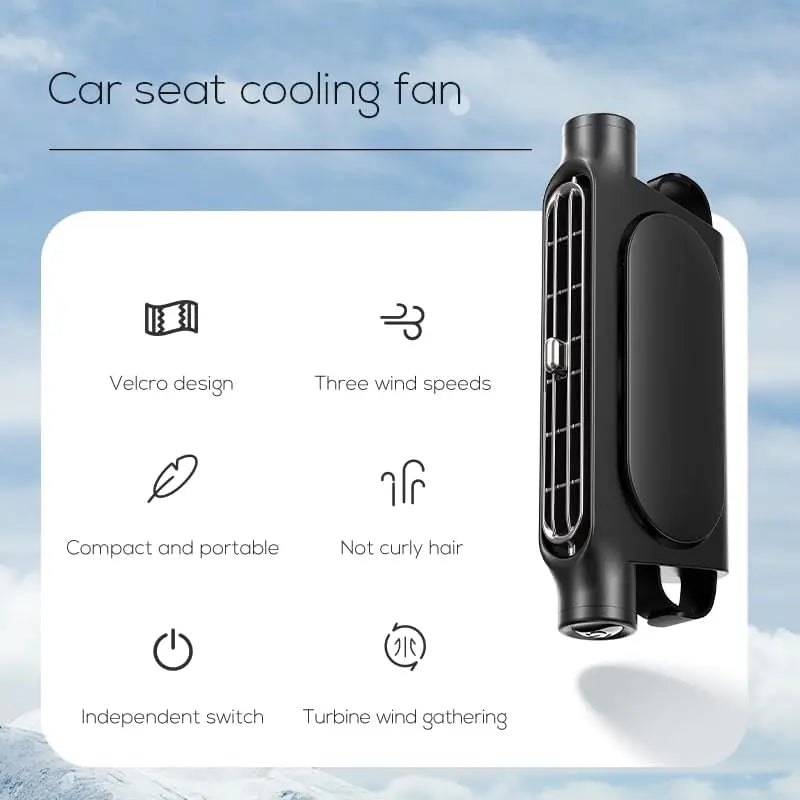 Portable USB Car Fan for Driver and Passenger Seats - Mini Backseat Cooling Fan with Adjustable Wind Speeds for Vehicles, SUVs, Vans, and Trucks