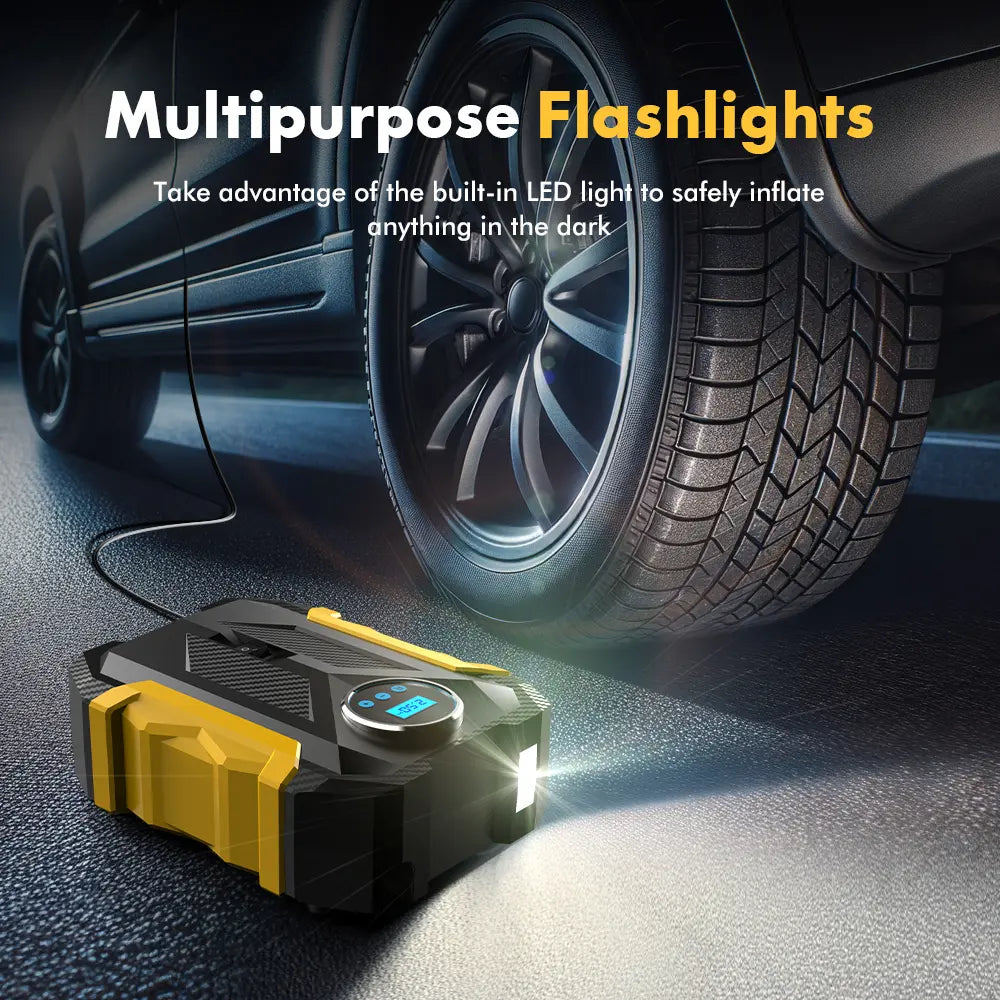 Effortless Tire Inflation with the 12V 150PSI Portable Automotive Air Compressor - Your Ultimate Travel Companion