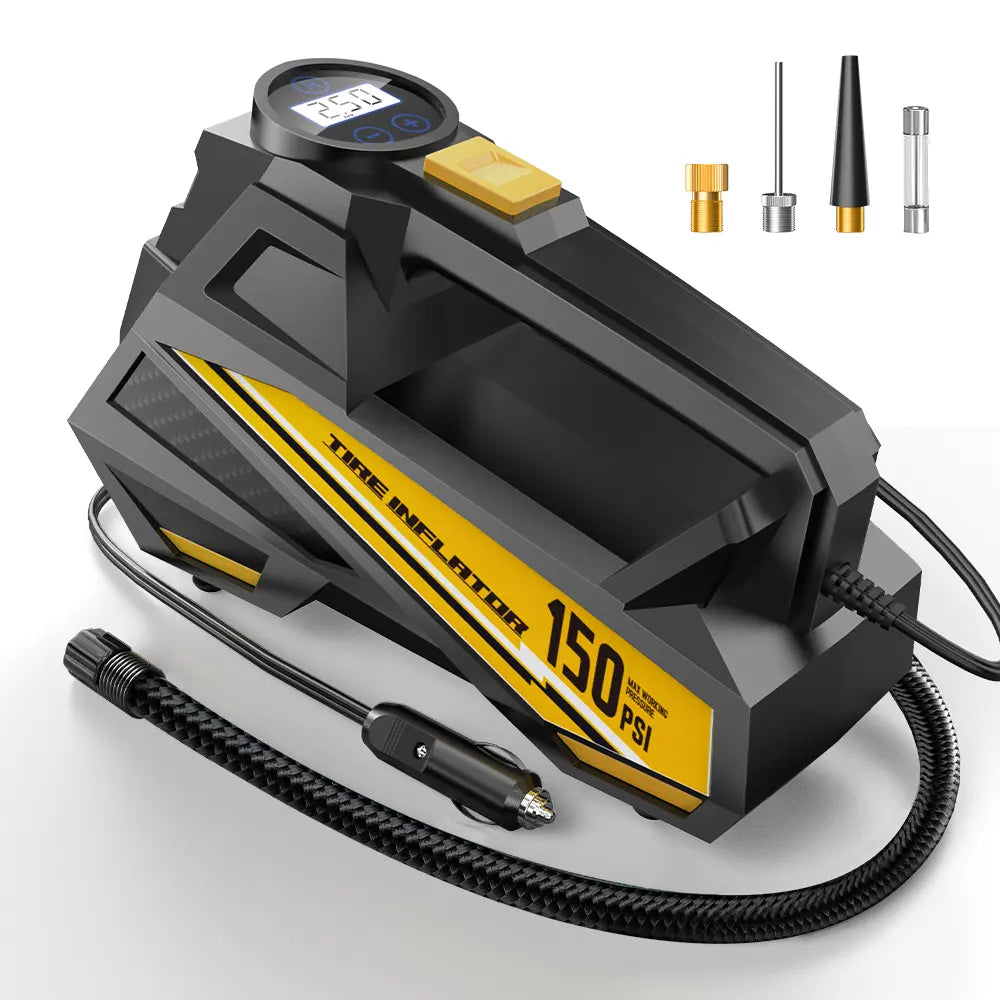 Effortless Tire Inflation with the 12V 150PSI Portable Automotive Air Compressor - Your Ultimate Travel Companion