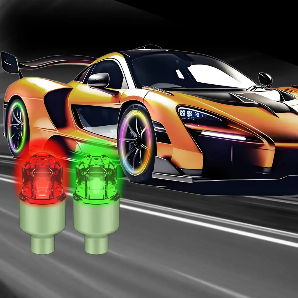 QIFOR LED Wheel Light Luminous Car Tire Valve Caps Vibration-Sensitive LED Tire Valve Cap-Bicycle Car Motorcycle Tire Led