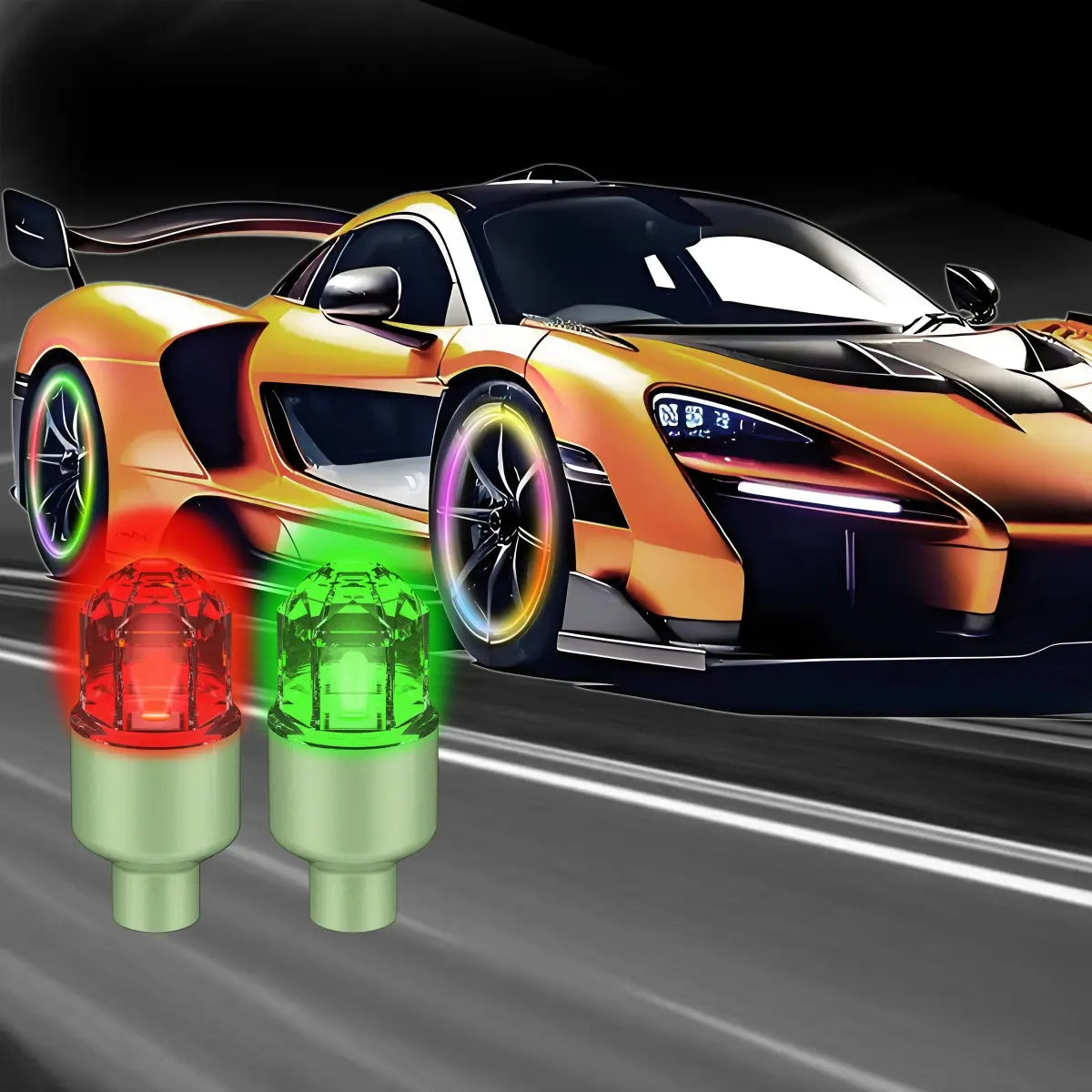 QIFOR LED Wheel Light Luminous Car Tire Valve Caps Vibration-Sensitive LED Tire Valve Cap-Bicycle Car Motorcycle Tire Led