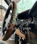 Turquoise Floral Steering Wheel Cover