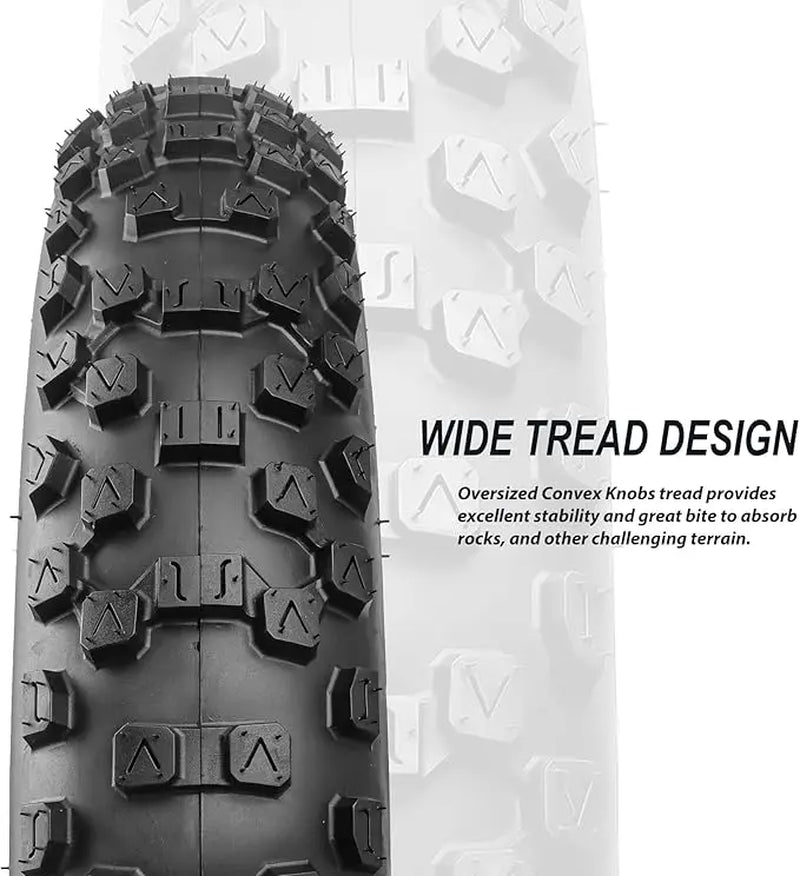 MOHEGIA Ebike Fat Tire: 20 X 4.0 Inch E-Bike Mountain Bicycle Tire Replacement,High-Performance Puncture-Resistant and All-Terrain Folding Electric MTB Tire with Offroad or Trail Riding