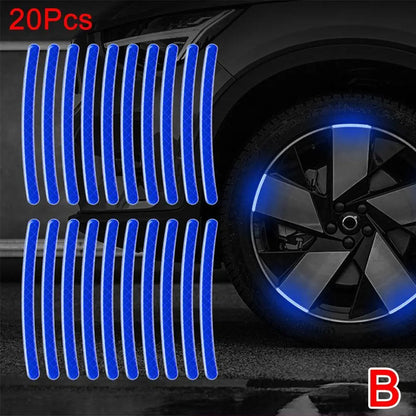 20-Piece Reflective Safety Stickers for Motorcycle Tire Rims - Enhanced Night Visibility Warning Decals for Wheels